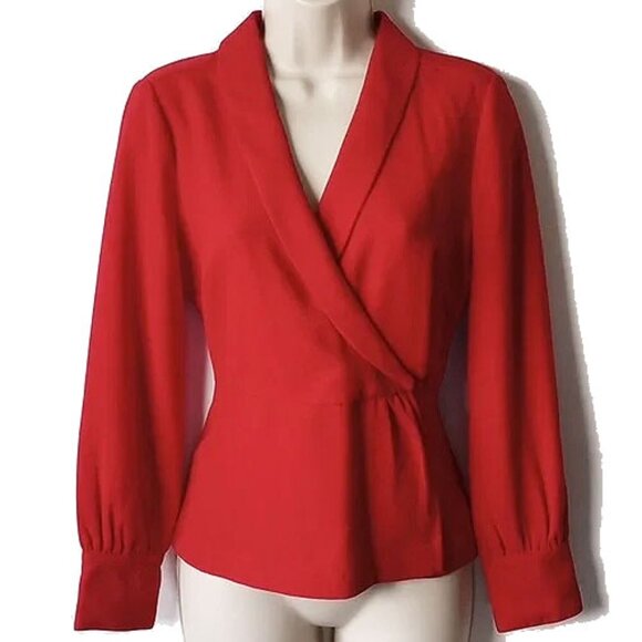 J Crew Faux Wrap Blouse 0 Red - Picture 1 of 7